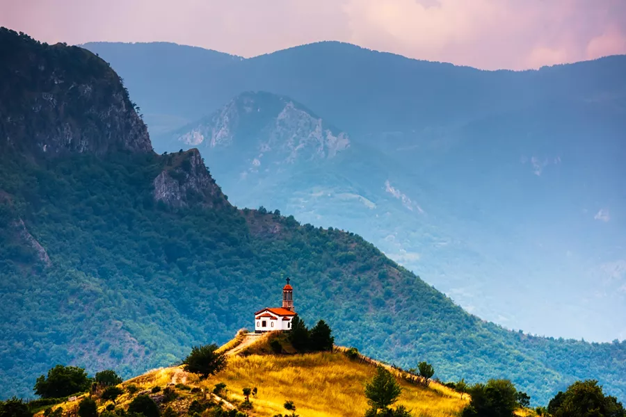 Church on the Mountain Top in Bulgaria 