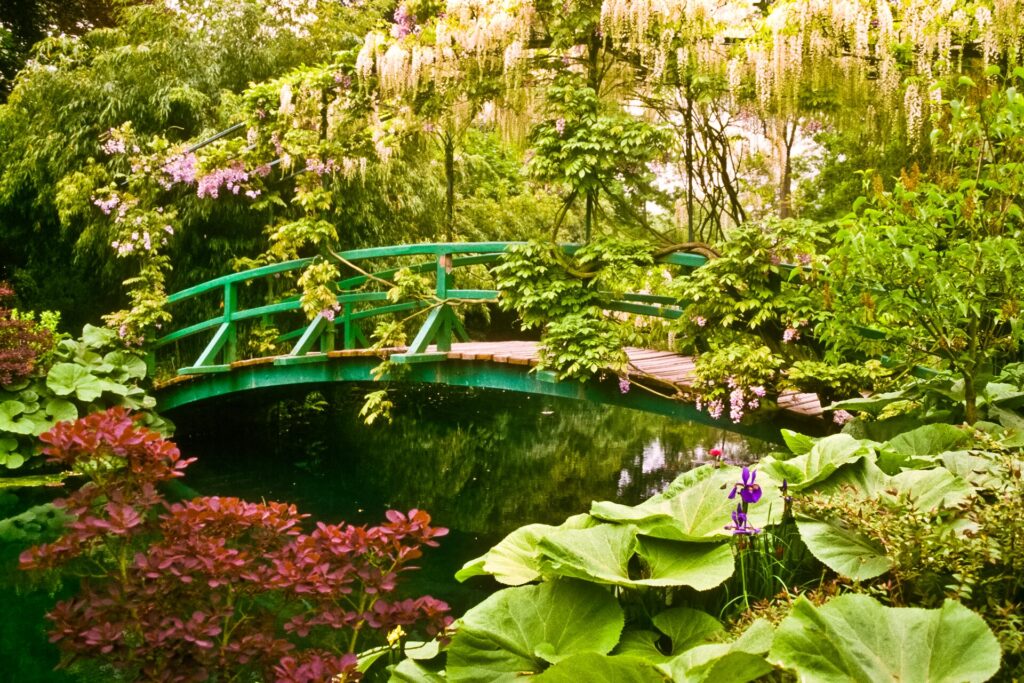 Bridge over a river in Monet's garden