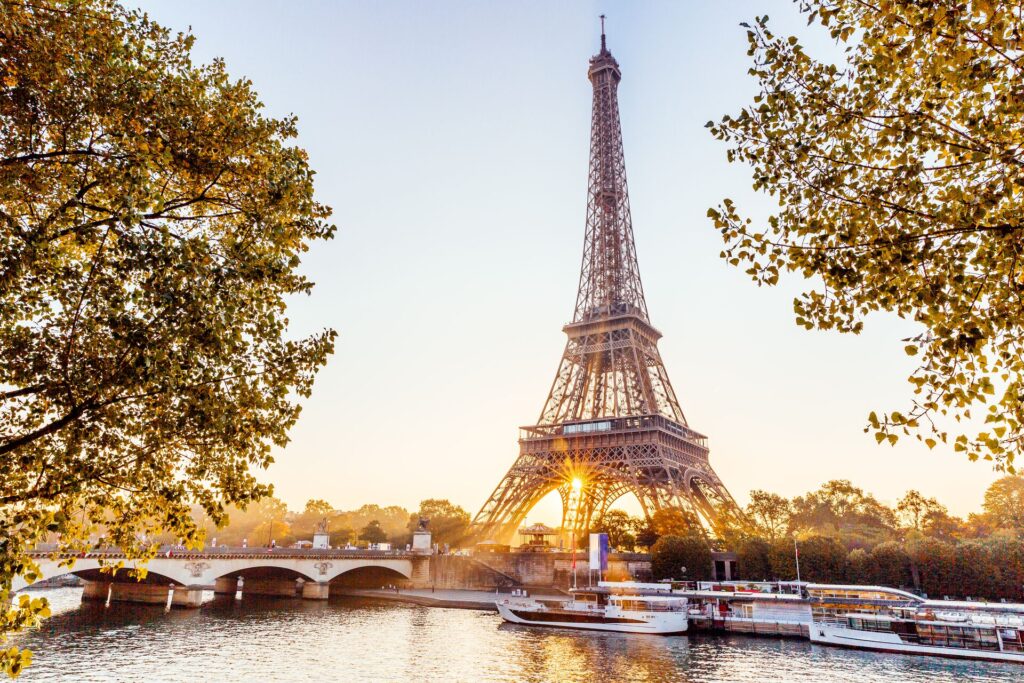  View of the Eiffel Tower from the banks of the River Seine