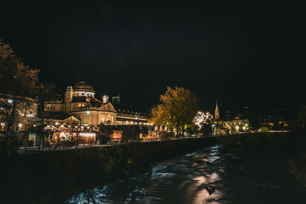 Merano river at night, Italy