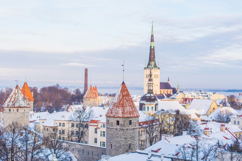 Old Town of Tallinn, Tallinn, Estonia in snow