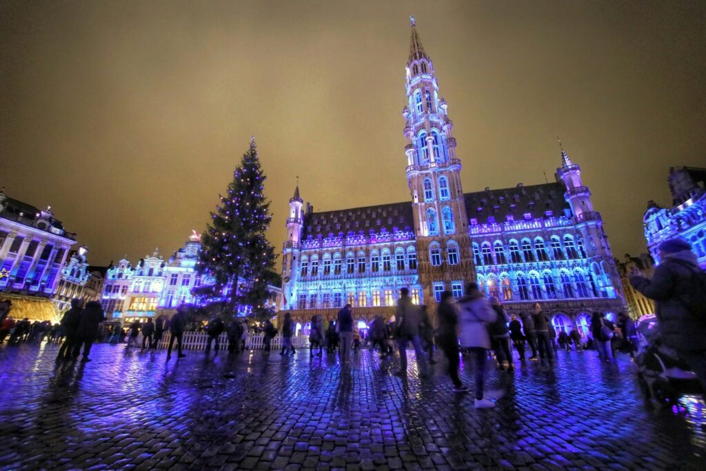 The Grand Place in Brussels, Belgium, at night