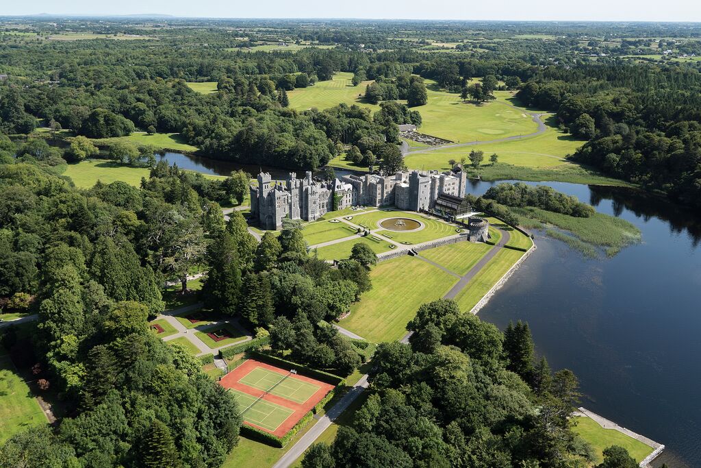 Aerial view of Ashford Castle, Ireland