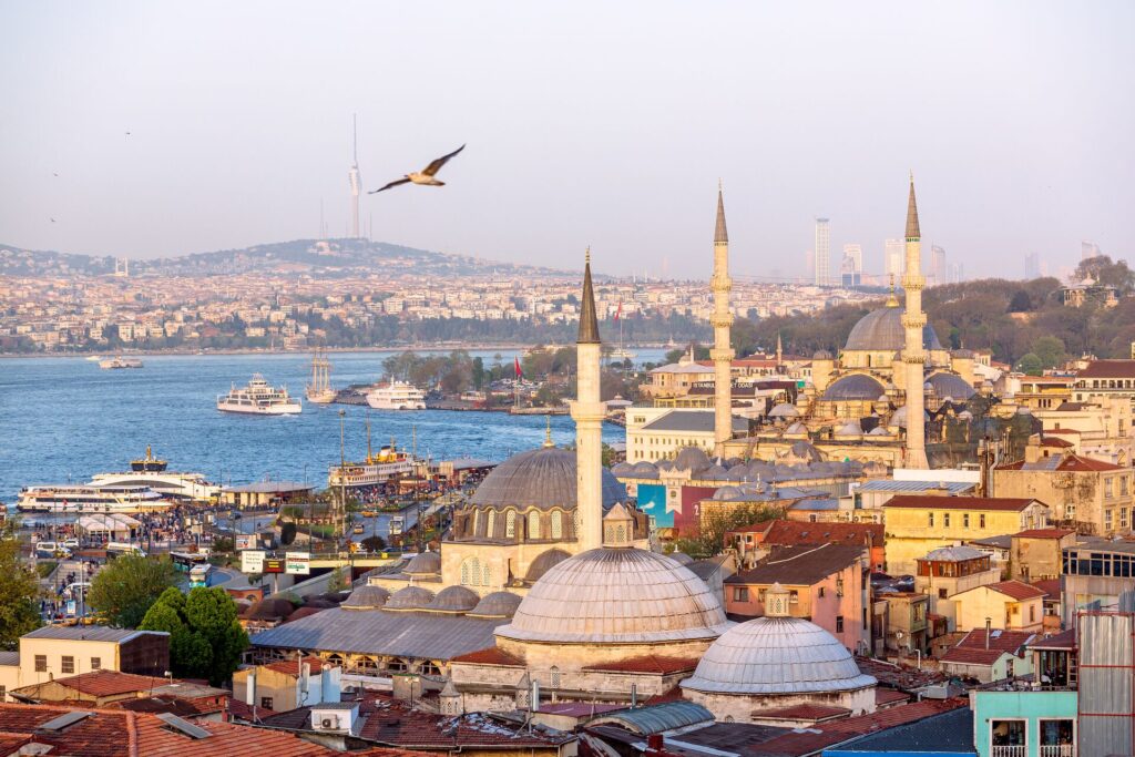 istanbul skyline at sunset