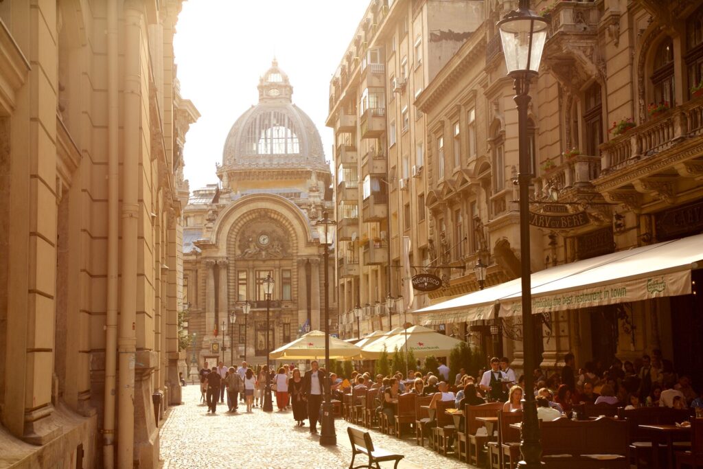 Old city of Bucharest in Romania