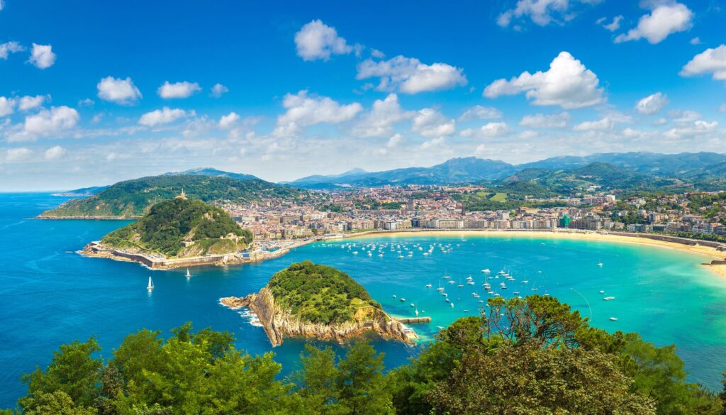 Panoramic view of San Sebastian in Northern Spain