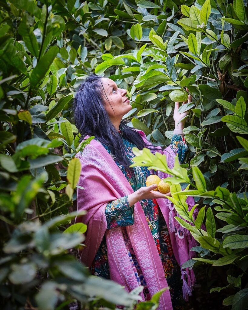 Chef Najat Kaanache in a garden