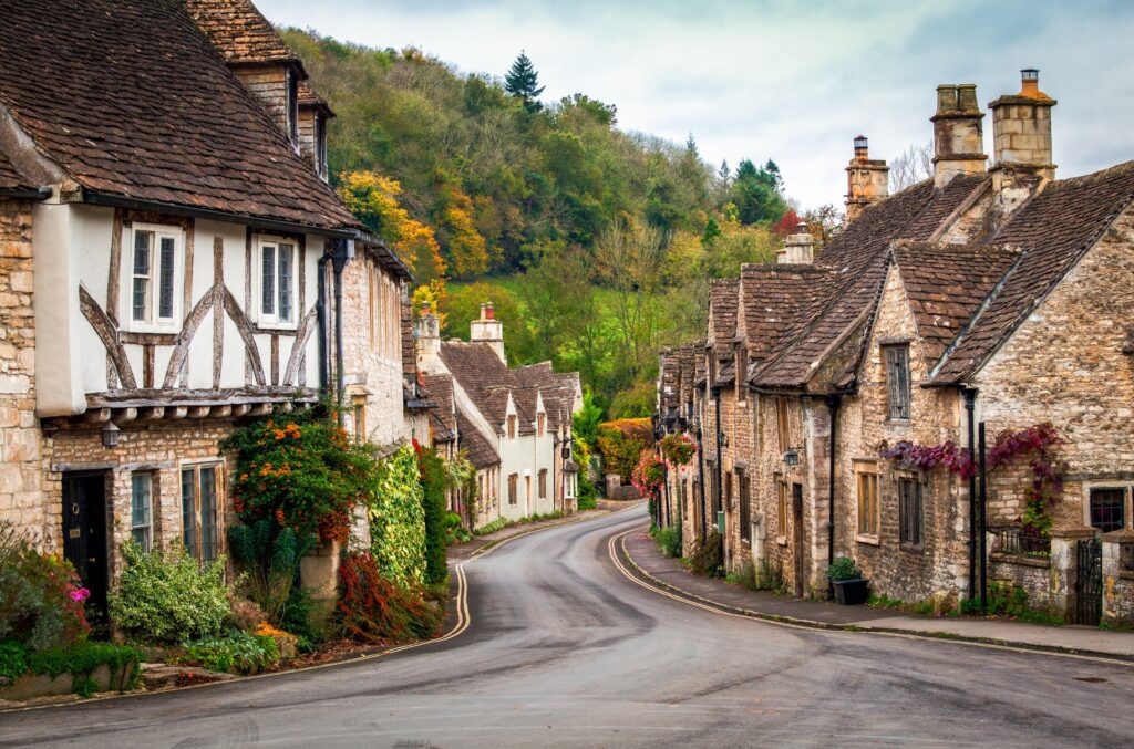 charming english village with stone houses