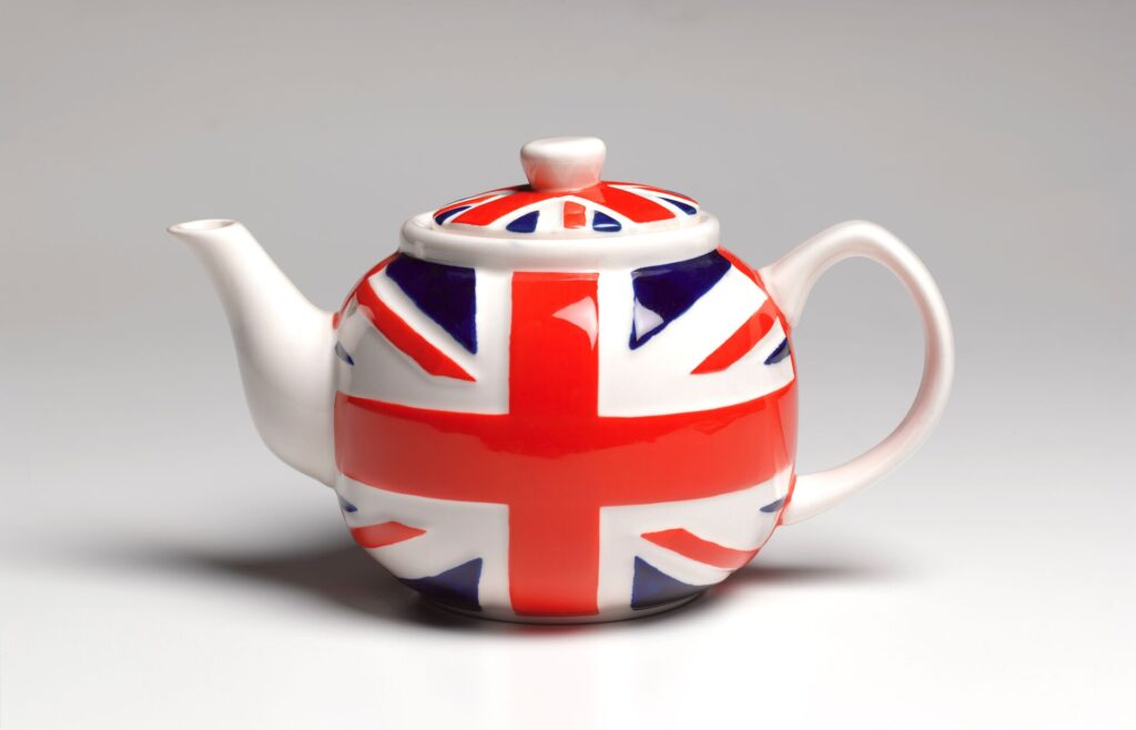 Tea cup with union jack on it