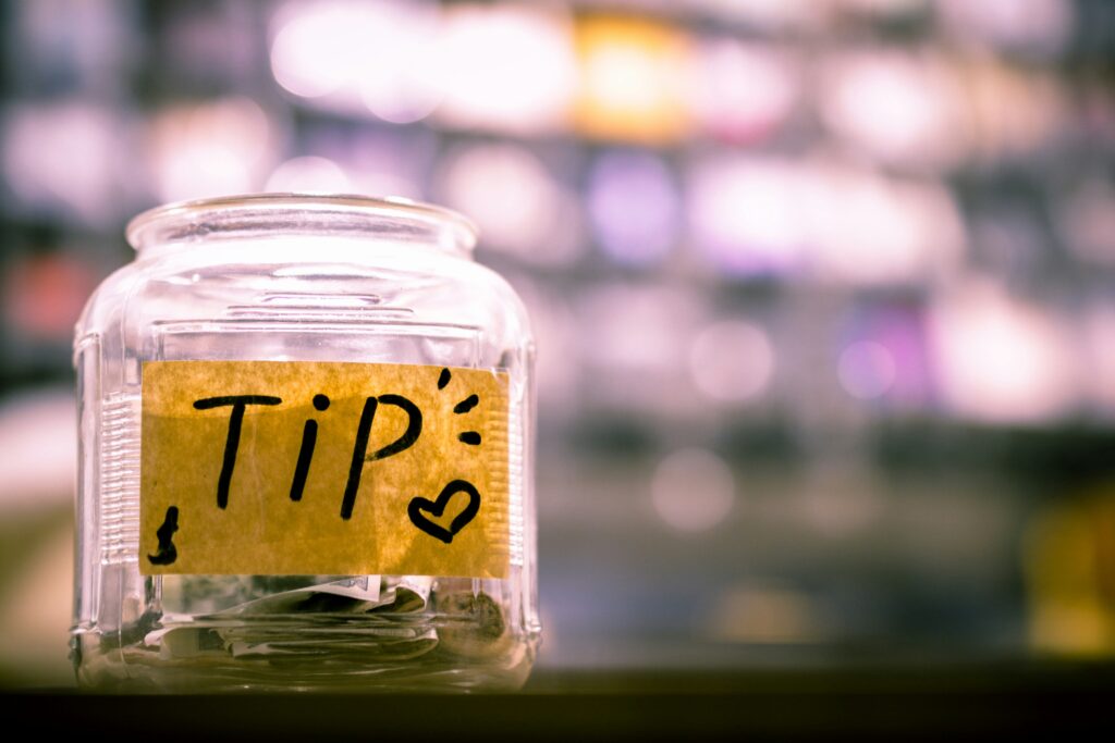 tip jar at cafe