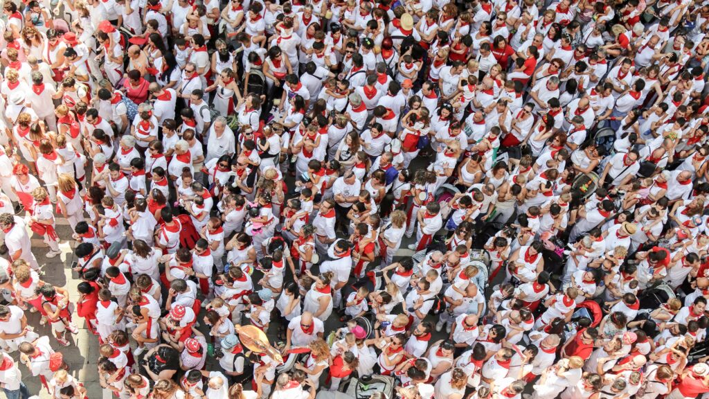 Pamplona running of the bulls crowd