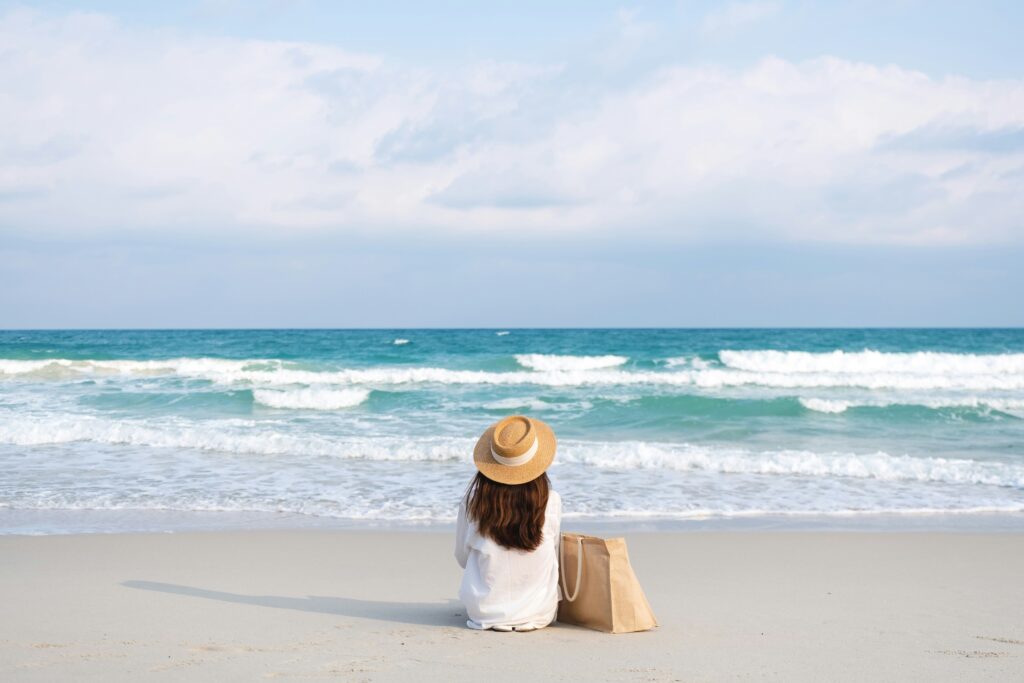 woman alone on beach