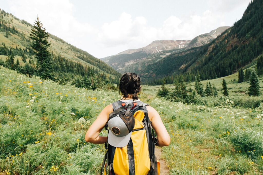 woman hiking solo