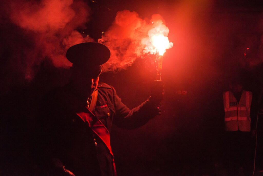 man in costume at Lewes bonfire night