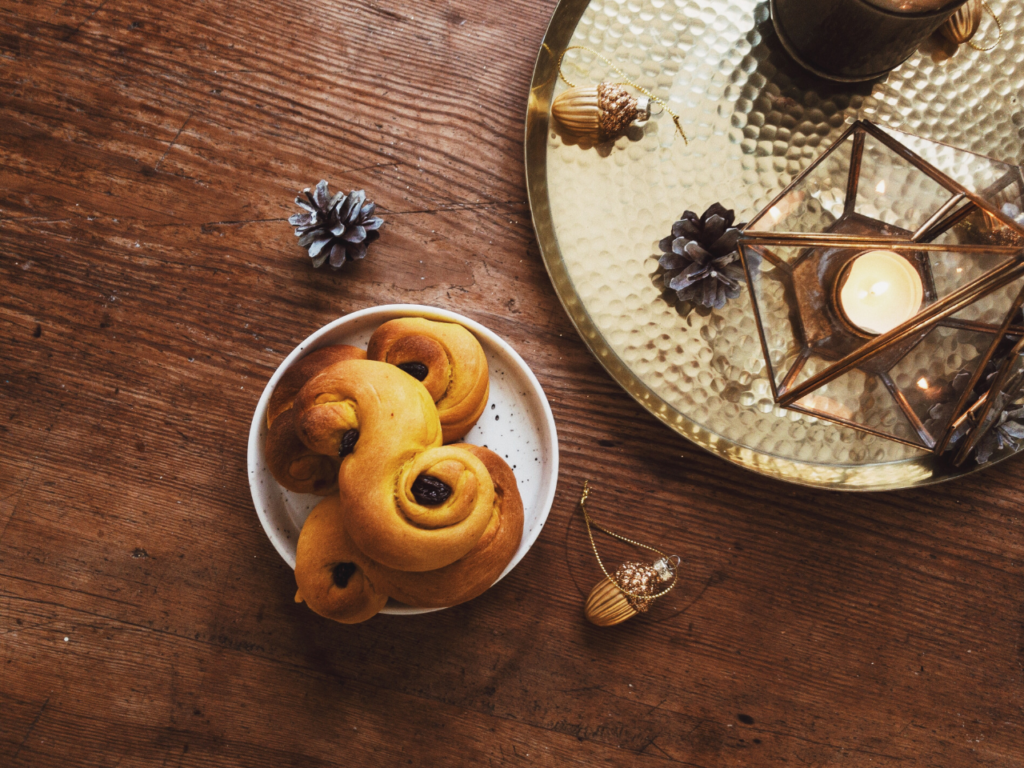 saffron bun on table