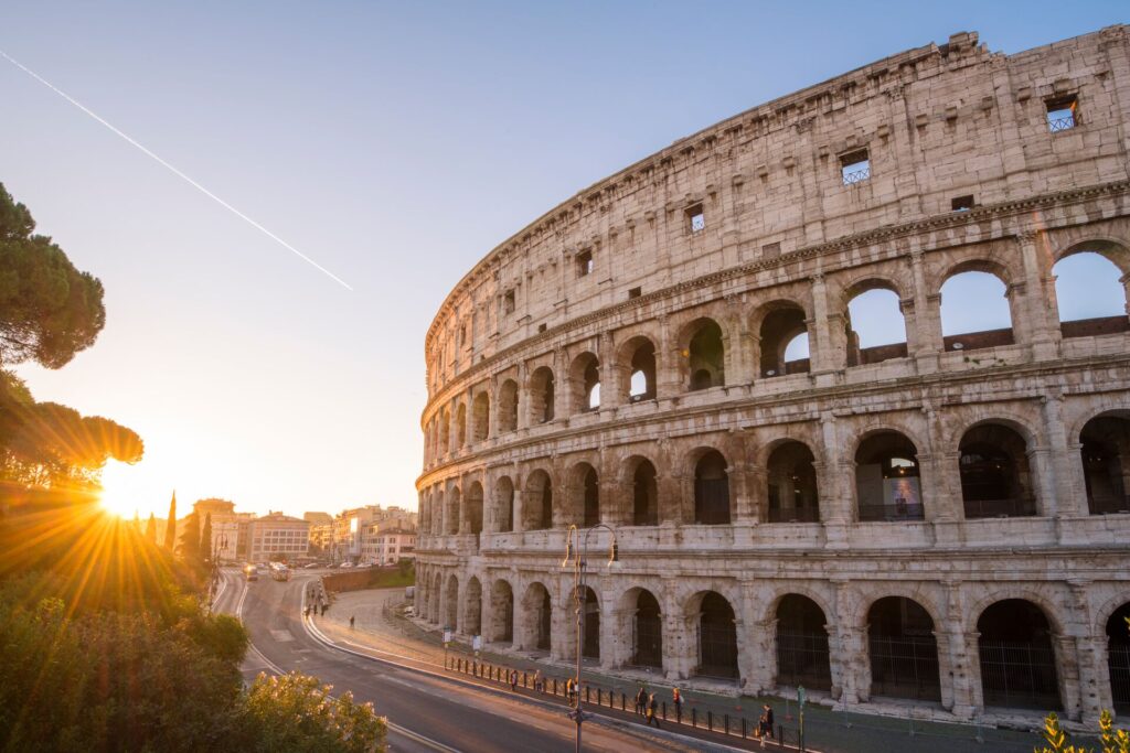 Colosseum at sunrise in Rome