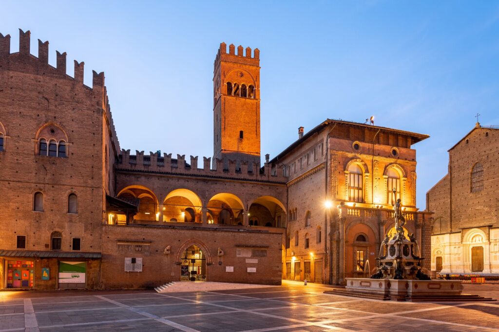 piazza in Bologna, Italy