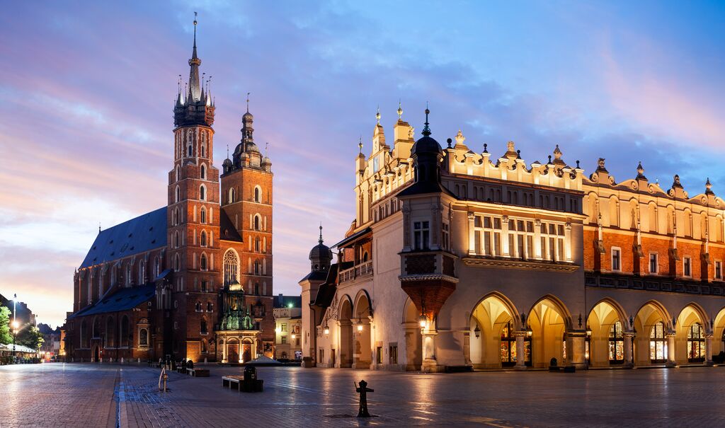 Rynek Glowny square in Krakow Poland