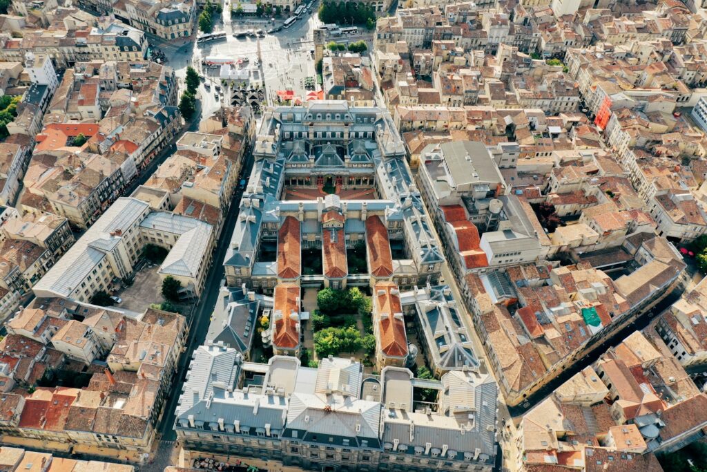 Aerial photo of Bordeaux city centre 