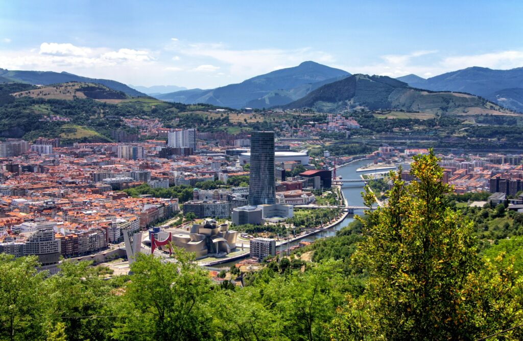 Aerial photo of Bilbao city scape