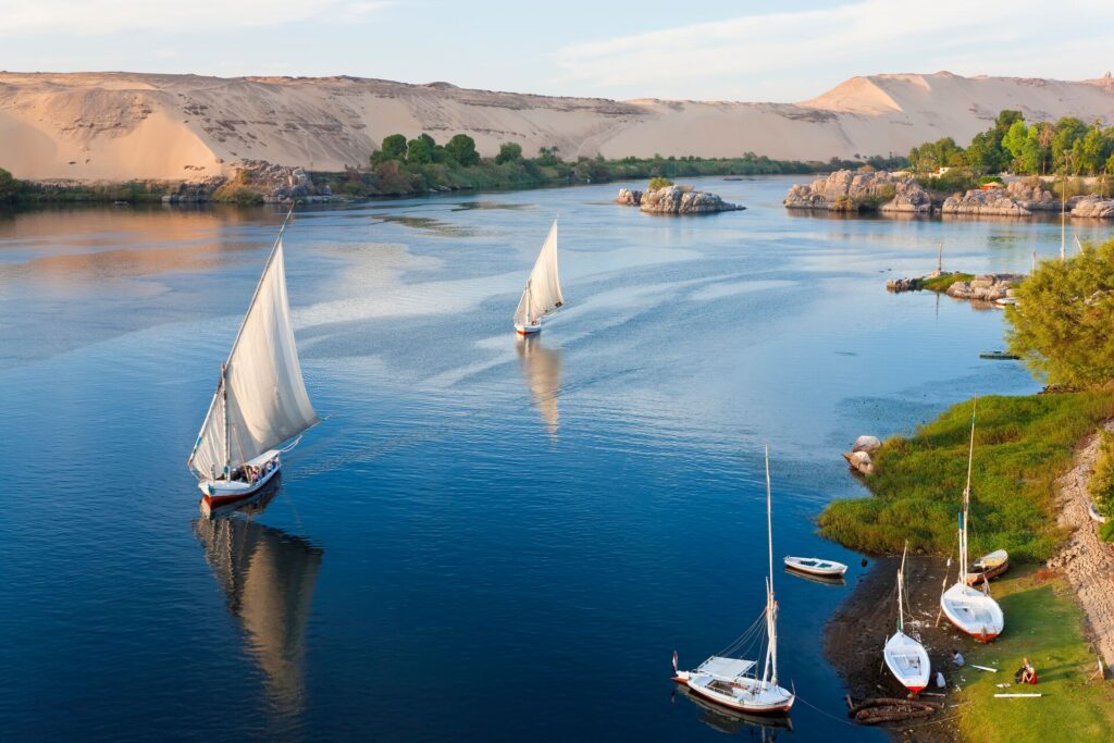 sailboats on river nile