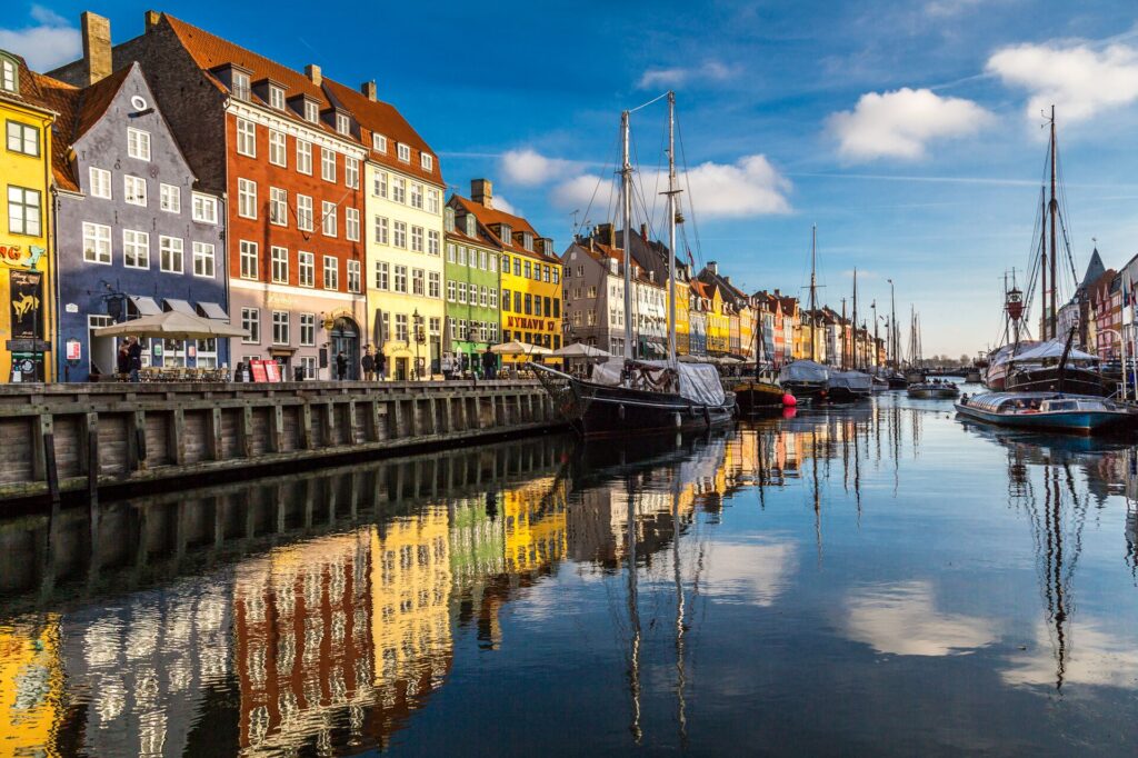 Colourful Copenhagen houses beside a canal