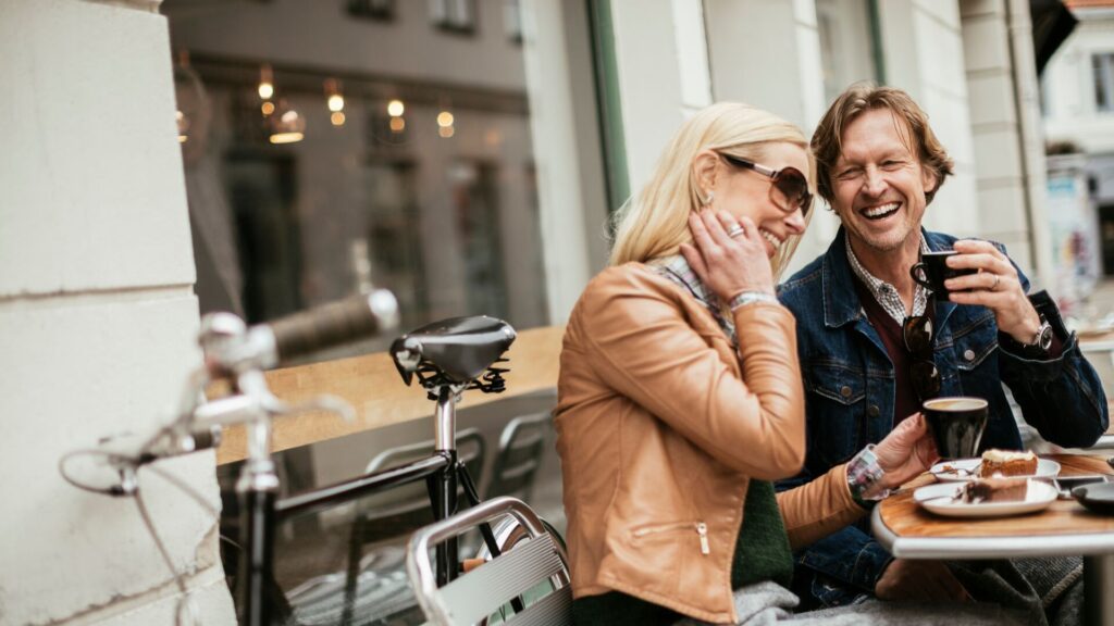 couple having coffee outside