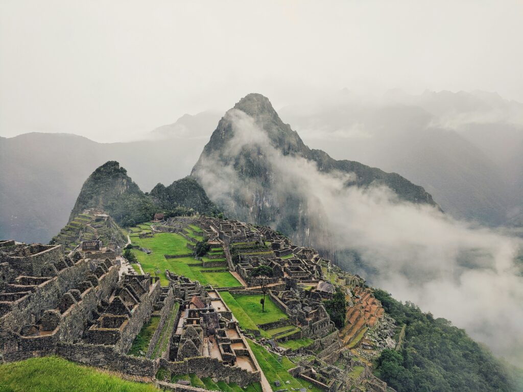 cloudy view of machu picchu