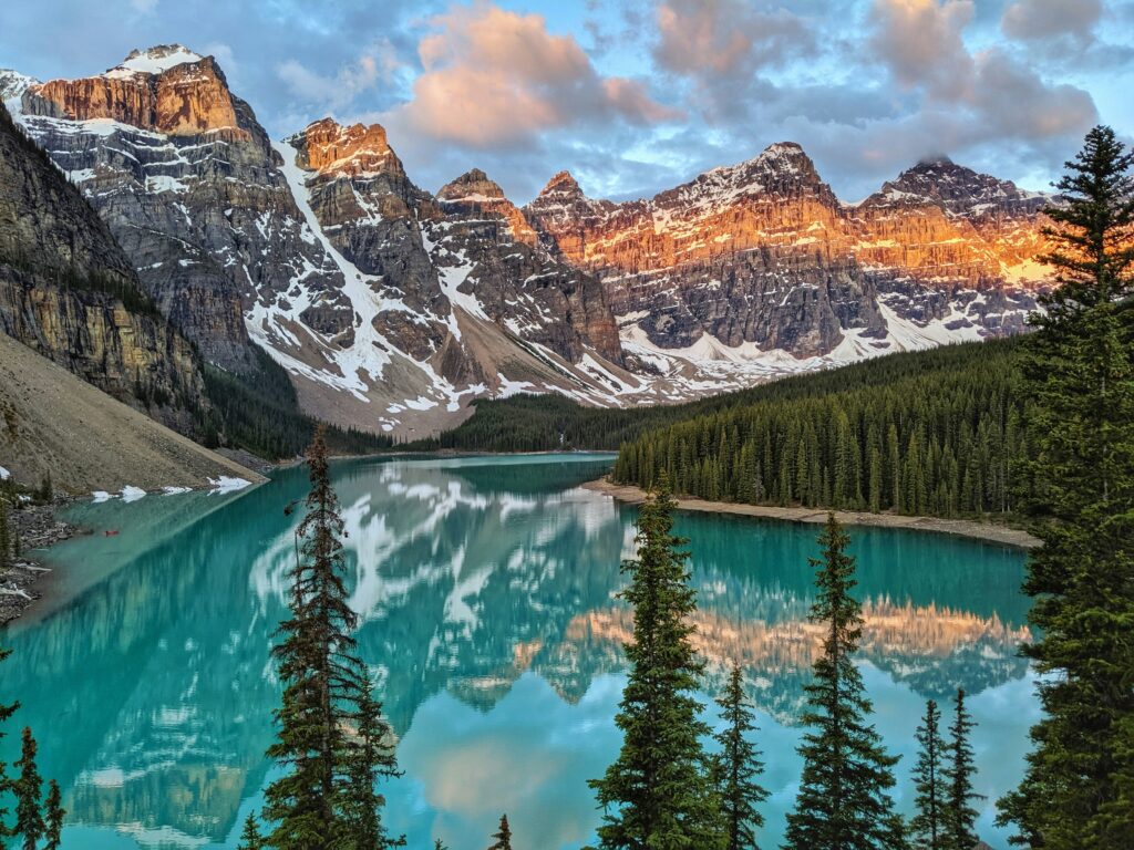 banff lake and mountains reflection