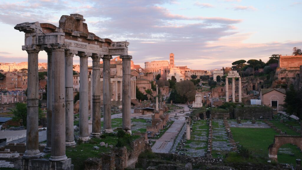 Roman Forum in Rome at sunrise