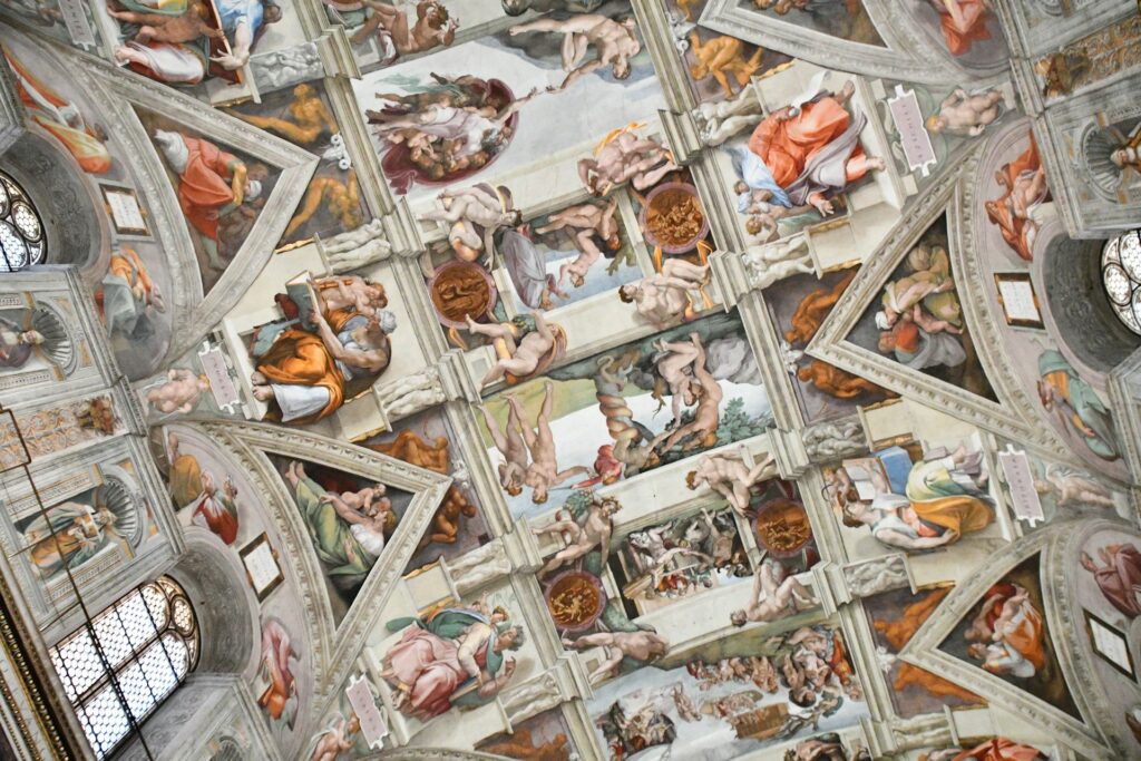 View looking up at the Sistine Chapel 