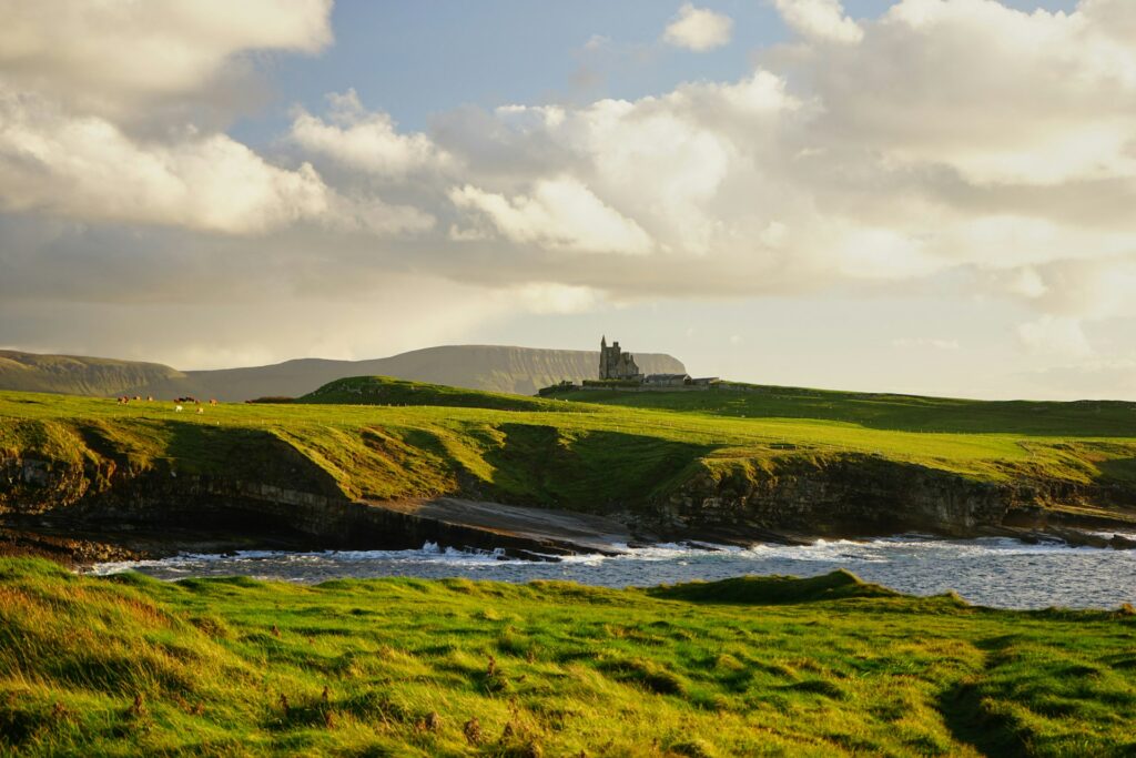 castle near cliff edge in Ireland